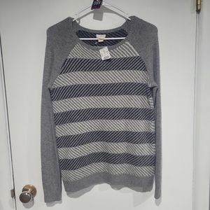 (089) NWT J CREW INTARSIA ZIGZAG CREWNECK SWEATER, XS